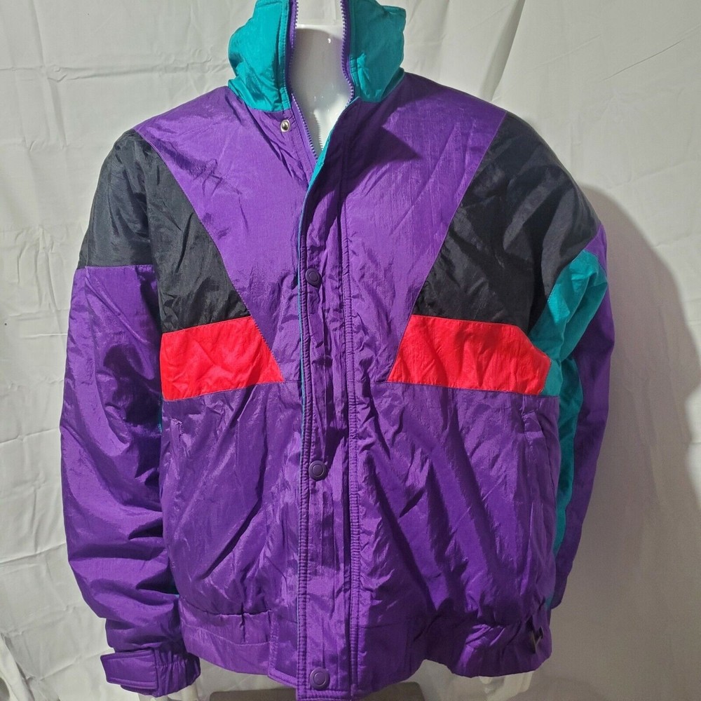 Steep Slopes Fashion Skiwear Vintage Purple Black Teal Winter Ski Jacket Size L